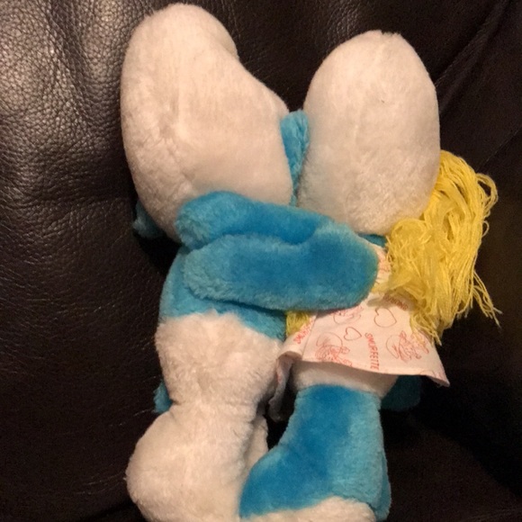 Vintage Hugging Smurf & Smurfette Stuffy - Picture 5 of 5